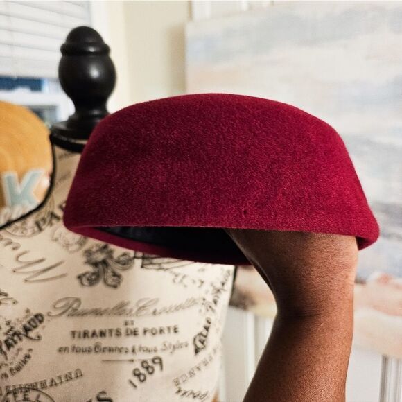 VTG Retro Wool Felt Mesh Bow Accent Pillbox Stylish Beret Hat. - Picture 13 of 15